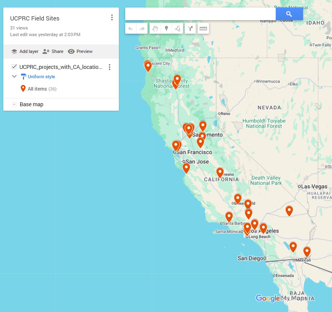 UCRPC Field Sites Map