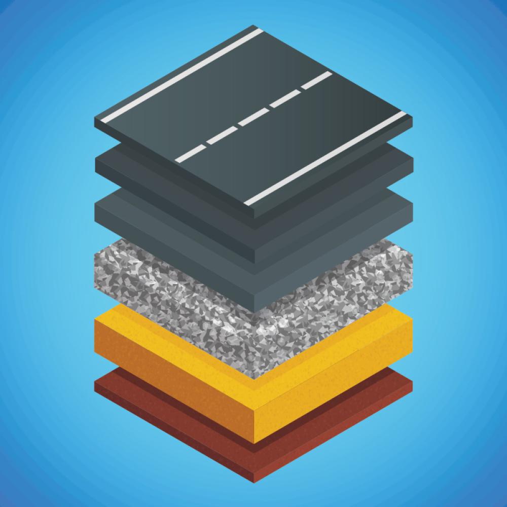 illustration of layers of substrate used in making pavement